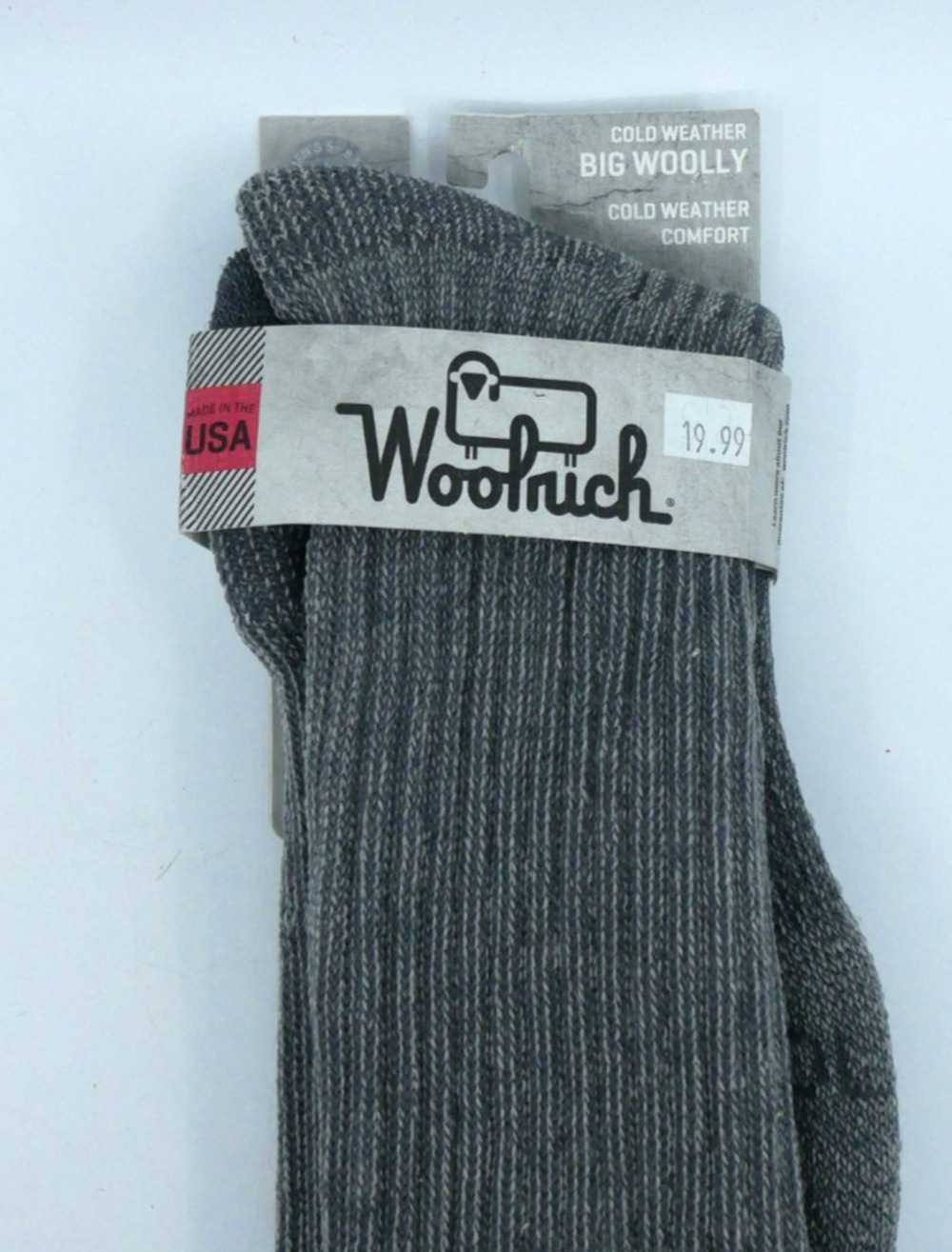 WOOLRICH Cold Weather Big Woolly Merino Wool Grey BOOT SOCKS ~ Sz Medium